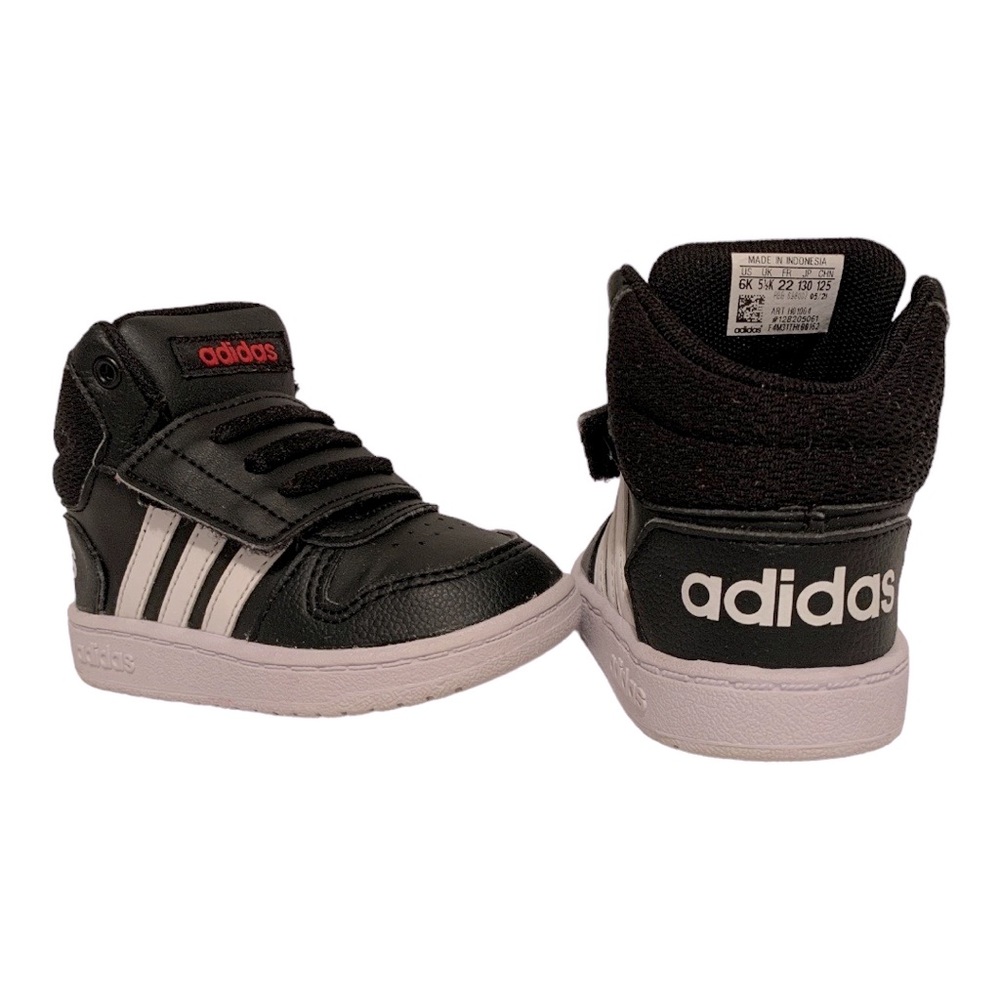 Adidas black & white toddler hightops 6C